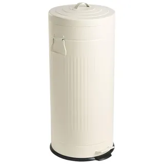 BELIANI Mülleimer Beige Metall 30 Liter Rund Geriffelt mit Deckel Einsatz Tretfunktion Retro Industrie Design Abfalleimer Tretmülleimer für Küche Bad - Beige