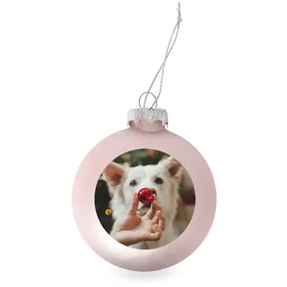 GE24 Weihnachtskugel individuell mit ihrem Text oder Foto - Ø 9cm aus Glas - Christbaumkugel mit Digitaldruck (Seidenmatt) (Pink, 3)