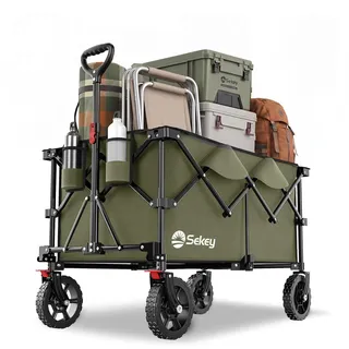 Sekey Bollerwagen XXL Plus Faltbar 200L 200KG Tragkraft olivgrün