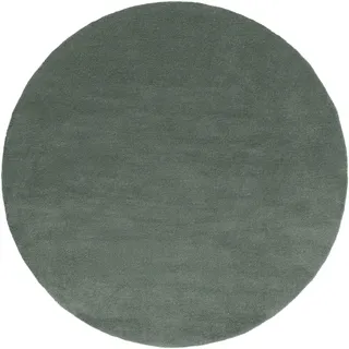 benuta nest benuta NATURALS Wollteppich rund Bent Plain Grün ø 150 cm rund - Naturfaserteppich aus Wolle