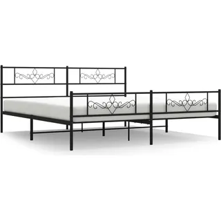 vidaXL Metallbett ohne Matratze mit Fußteil Schwarz 180x200 cm - Schwarz
