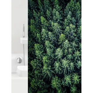 Grund Duschvorhang , Grün , Kunststoff , Blätter , 180x200 cm , Oeko-Tex® Standard 100, Made in Europe , Heimtextilien, Badtextilien, Duschvorhänge