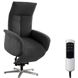 CAVADORE TV-Sessel Juba / Pflegeleichter Fernsehsessel mit Aufstehhilfe + elektrisch verstellbarer Relaxfunktion / 2 E-Motoren / 75 x 112 x 82 / Soft Clean Bezug, Dunkelgrau