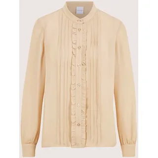 Langarmbluse MADELEINE "Seidenbluse Elegante Bluse mit Rüschen", Damen, Gr. 46, beige, Obermaterial: 100% Seide silk., Modern, Blusen Langarmbluse