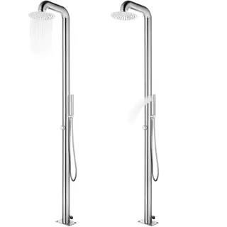 vidaXL Gartendusche mit Brauner Bodenplatte 230 cm Edelstahl - Braun