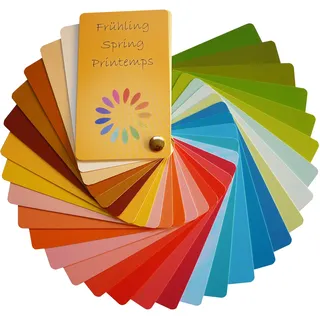 Farbpass Frühling (warm Spring) als Fächer mit 30 typgechten Farben zur Farbanalyse, Farbberatung