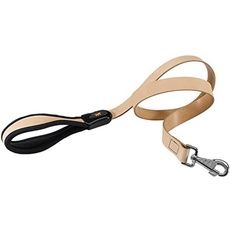 Ferplast Hundeleine aus Leder für große Hunde, gepolsterter Handgriff GIOTTO Länge 120 cm Breite 25 mm. Beige