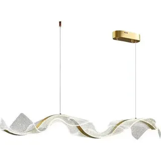 LED-Kronleuchter, verstellbare Höhe, vielseitige Dimmoptionen, gold, Länge 120 cm, RC-Fernbedienung Dimmung