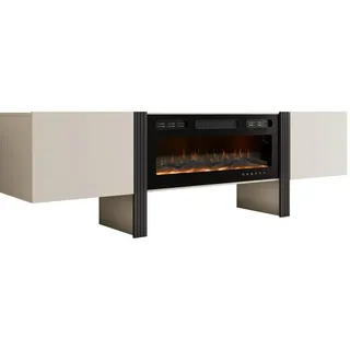 Mirjan24 TV-Lowboard 200x58x41 cm Beige/Schwarz Holzwerkstoff
