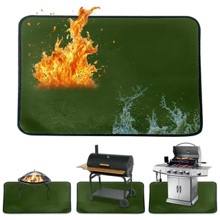 Grillmatte Bodenschutz Feuerfeste Unterlage Faltbare Hitzebeständige Matte Feuerschale, Bodenschutzmatte Schutzmatte Unter Grill Grillteppich, Grillschutzmatte Feuerschutzmatte (Grün 127 * 97cm)