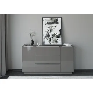 Set One by Musterring Sideboard "Reno", 1 Stk. tlg. Mit Sockel in diversen Farben, 102 cm Höhe & Farbauswahl, anthrazit matt lack, glas anthrazit glanz,