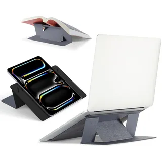 MOFT Laptop Ständer, Faltbarer Notebookständer mit 2 verstellbaren Winkeln, Tragbarer Universeller Nichtklebender Laptop Halterung Kompatibel mit Laptops bis zu 16 Zoll, Space Grau