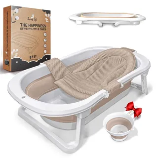 XXL Babywanne faltbar FawnsLife - faltbare badewanne baby mit bequemen Sitz und faltbarer Wassereimer- baby badewanne faltbar in Premium Qualität, praktisch für kleine Räume und Reisen.