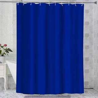 AEKDCL Duschvorhang Überlänge Dunkelblau 90x220cm/35x87in(WxH) Schwerer Badvorhang aus Stoff Waschbar Schimmelresistent Wasserdicht PEVA Duschvorhang für Dusche und Badewanne mit Duschvorhängeringen