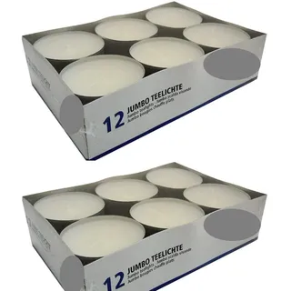 Hillfield® 24 Maxi Teelichter im Alubecher, Weiß, Maxilicht, Jumbo Teelichter, ohne Duft, Kerzen, Teelicht, Aluminiumhülle, Gastronomie Qualität