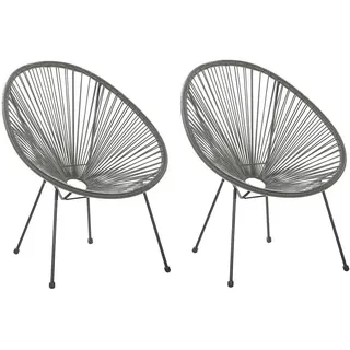 Beliani Rattanstuhl 2er-SET Kunststoff dunkelgrau 70 cm Acapulco Ii , 70x87x90 cm , Gartenmöbel, Gartensessel, Gartenstühle