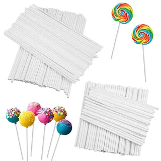 200 Stück Cake Pop Stiele aus Papier, 100 Stück 10cm und 100 Stück 15cm Pops Sticks Form Set, Stiele für Lollis, Stäbchen für Cake Pops, Lollipop Sticks für Herstellung von Lutschern,Kuchen,Desserts