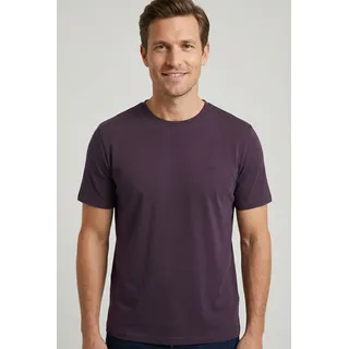 T-Shirt FYNCH-HATTON, Herren, Gr. S, aubergine, Jersey, Obermaterial: 100% Baumwolle, bestickt, unifarben, normal hüftbedeckend, Rundhals, Shirts T-Shirt, normale Passform, Kurzarm, hüftbedeckende Länge, aus Baumwolle