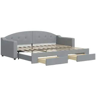 vidaXL Tagesbett Ausziehbar mit Schubladen Hellgrau 80x200 cm Stoff - Grau