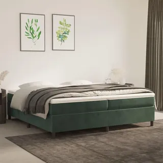 vidaXL Boxspringbett mit Matratze Dunkelgrün 200x200 cm Samt - Grün