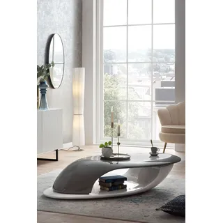 Couchtisch SALESFEVER "Lignano Coffeetable - stilvoller Mittelpunkt", grau (grau, weiß, weiß, grau), B:130cm H:30cm T:58cm, Tische, Couchtisch, Fiberglas-Couchtisch: Zweifarbiges Design, unvergleichlicher Stil