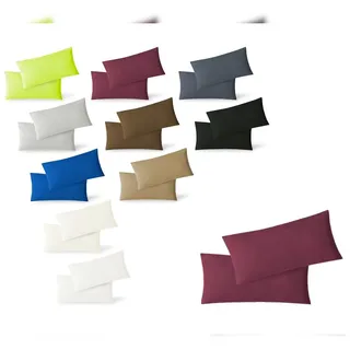 EXKLUSIV HEIMTEXTIL Jersey Kissenbezug Hülle 2 Sparpack Set mit Reißverschluss hochwertige Qualität 40 x 80 cm bordeaux