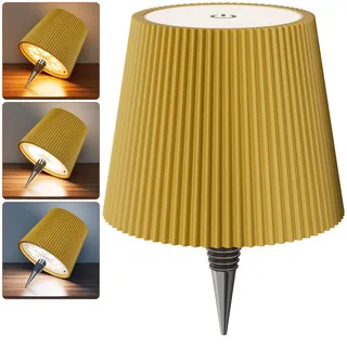 Nulmvic Flaschenlampe LED Aufladbar - 5200mAh Tischlampe Kabellos Dimmbar 3 Farben - Flaschenlicht Touch Control IP54 Spritzwassergeschützt für Innen Außen Familie Restaurant Bar (Gold)