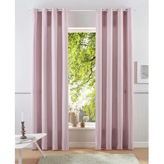 Vorhang OTTO HOME "Parry" Gr. 3, rosa (rosé), B:140cm H:225cm, Polyester, Recyceltes Material, Gardinen, Vorhang, 2-er Set, blickdicht, monochrom, basic, Topseller