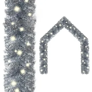Weihnachtsgirlande mit LED 10 m Silbern - Silber