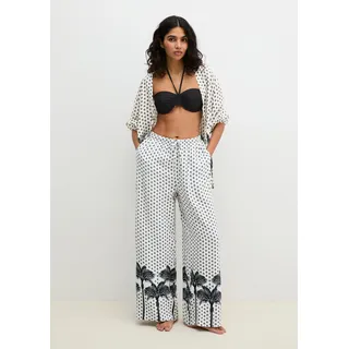 Strandhose MARC O'POLO "Beach Cover-Up", Damen, Gr. S, N-Gr, weiß cotton palm print, Obermaterial: 100% Viskose, Hosen Strandhose, Strandhose, sommerlicher Allover-Print