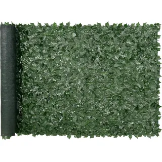 Efeu-Sichtschutzzaun, 1,5 x 3 m künstliche grüne Wand, grüner Efeuzaun mit Netzgewebe-Rückseite und verstärkten Verbindungsstellen, künstliche Hecken mit Weinblattdekoration für Garten, Hof und Balkon