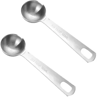2 Stück Messlöffel Edelstahl, Kaffeelöffel Portionierer, Kaffeedosierlöffel, Tee- und Kaffeemesslöffel, Satz für Gewürze und Bohnen