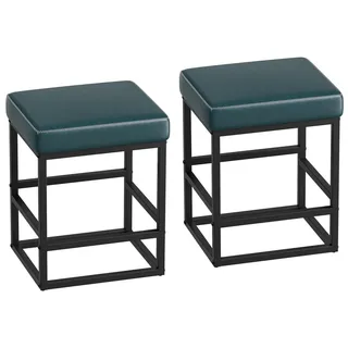 Barhocker 2er Set ohne Lehne Kunstleder Metallgestell Sitzhöhe 61cm Smaragdgrün
