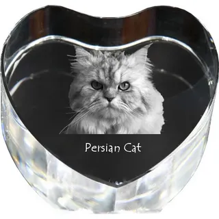 Perserkatze - Kristalluhr mit Katzenbild, Herzregal-Uhr, personalisierte Standuhr von Art-Dog.