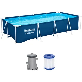 BESTWAY Steel Pro Frame Pool Set 400 x 211 x 81 cm inkl. Filterpumpe