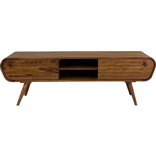 FineBuy Lowboard FineBuy TV Board Sheesham Massivholz 160 cm Retro Schubladen Fächer