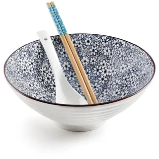IBILI - Set für Ramen Sapporo, Schüssel + Löffel + 2 Stäbchen, Porzellan