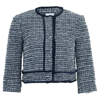 Boleroblazer BETTY & CO "Bolero-Jacke mit aufgesetzten Taschen", Damen, Gr. 42, blau (dunkelblau melange), Obermaterial: 77% Polyester PES. 12% Polyacryl PAN. 5% Polyamid PA. 4% Viskose CV. 1% Baumwolle CO., Blazer Boleroblazer