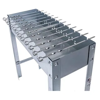 Schaschlikgrill Premium Mangal Grill mit verchromtem Grillrost und Spießen
