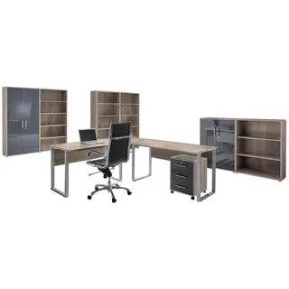BMG-Möbel Büro Office Edition Set 7 Sonoma Eiche/Anthrazit
