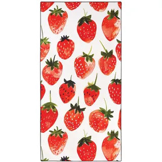 YISUMEI Mikrofaser Strandtuch, Weich Leicht Sandfest Schnelltrocknend, Obst Muster Druck - Erdbeere, XXL(180x90cm)
