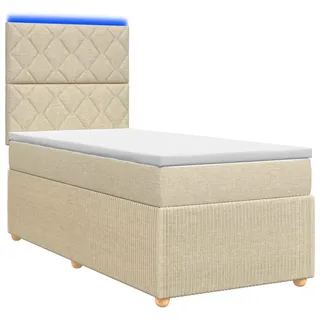 LED Boxspringbett mit Matratze Creme 100 x 200 cm Stoff - Creme