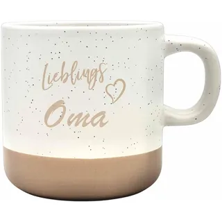 Steingut-Tasse 'LIEBLINGSOMA' Keramik Kaffeetasse Teetasse I Spülmaschinenfest I Mikrowellenfest I 360 ml I Rustikales Design I Geschenk