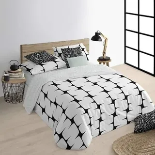 Belum | Bettbezug für Betten 140 x 200 cm | Stoff 100% Bio-Baumwolle 175 Fadenzahl | Oeko-Tex Zertifiziert | Modell: Lahan Black