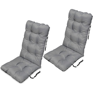 SuperKissen24. Stuhlkissen Sitzkissen und Rückenkissen für stühle - 2er Set 48x123 cm - Outdoor und Indoor - grau