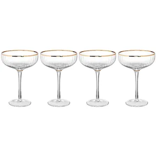 Butlers Champagnerschalen (4er Set) Golden Twenties 400 ml , Transparent , Glas , Gläser, Champagnergläser & Sektgläser