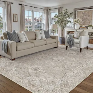 PureCozy Braun Teppich Wohnzimmer 160x230cm Schlafzimmer Teppiche Waschbarer rutschfest Boho Vintage Carpet Wohnzimmerteppich Esszimmer Büroteppich Retro kurzflor Weich Carpets