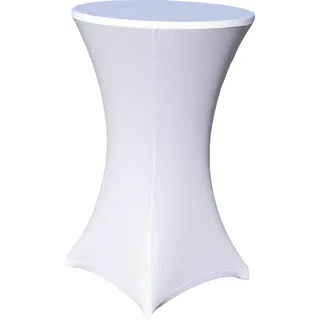 EXKLUSIV HEIMTEXTIL Stehtischhusse Stretch für Bistrotisch mit 4 Fußlaschen elastisch Ø 70-75x110-120 cm Weiß