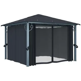 vidaXL Aluminium-Pavillon 3 x 3 m anthrazit inkl. Vorhängen