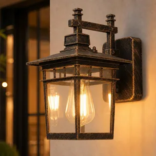 LXJCSM Wandleuchte Aussen, Außenwandleuchten mit Klarglas, IP44 Wasserdicht, Wandlampe Vintage, Außenlampe Balkon Lampe Wandlampe Aussen (Bronze, 40W)